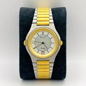 Vintage Men’s Watch BELAIR USA Swiss Parts Date Display Two Tone - New Battery